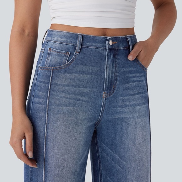 Halara Flex™ High Waisted Pockets Washed Casual Baggy Jeans - Picture 4 of 4